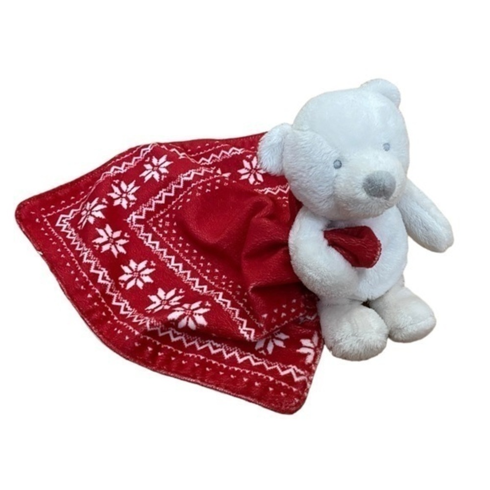 Carter’s Christmas Bear Lovey Baby Blanket Red (Bear Is Also Rattle)